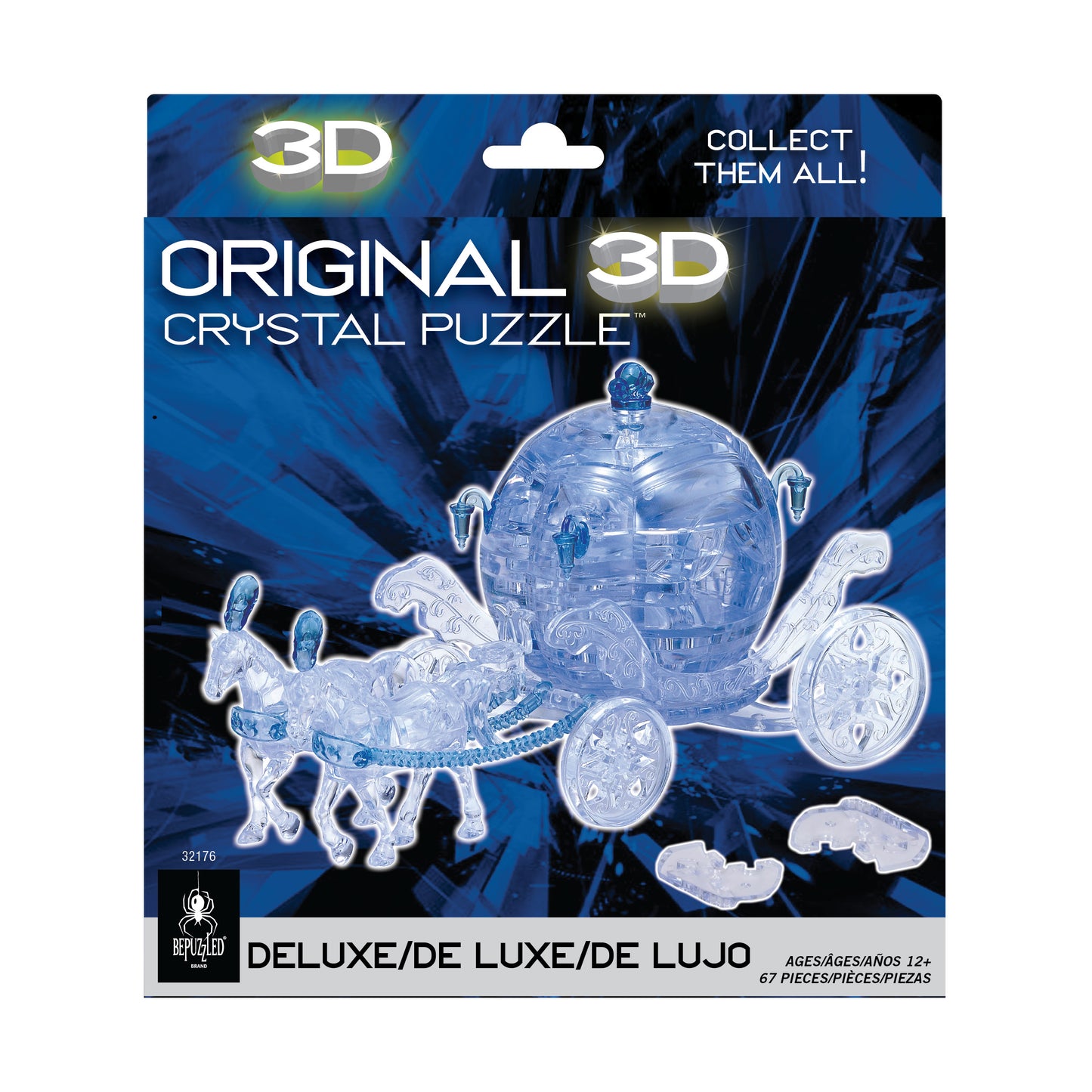 Majestic Blue Royal Carriage 3D Crystal Puzzle - 67 Pieces