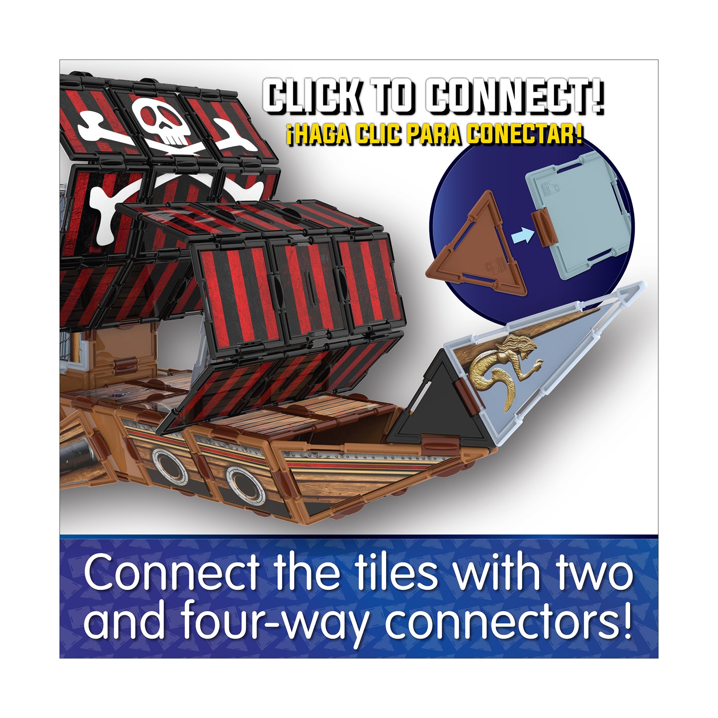 Techno Tiles Pirate Ship Construction Set - 200+ Pieces