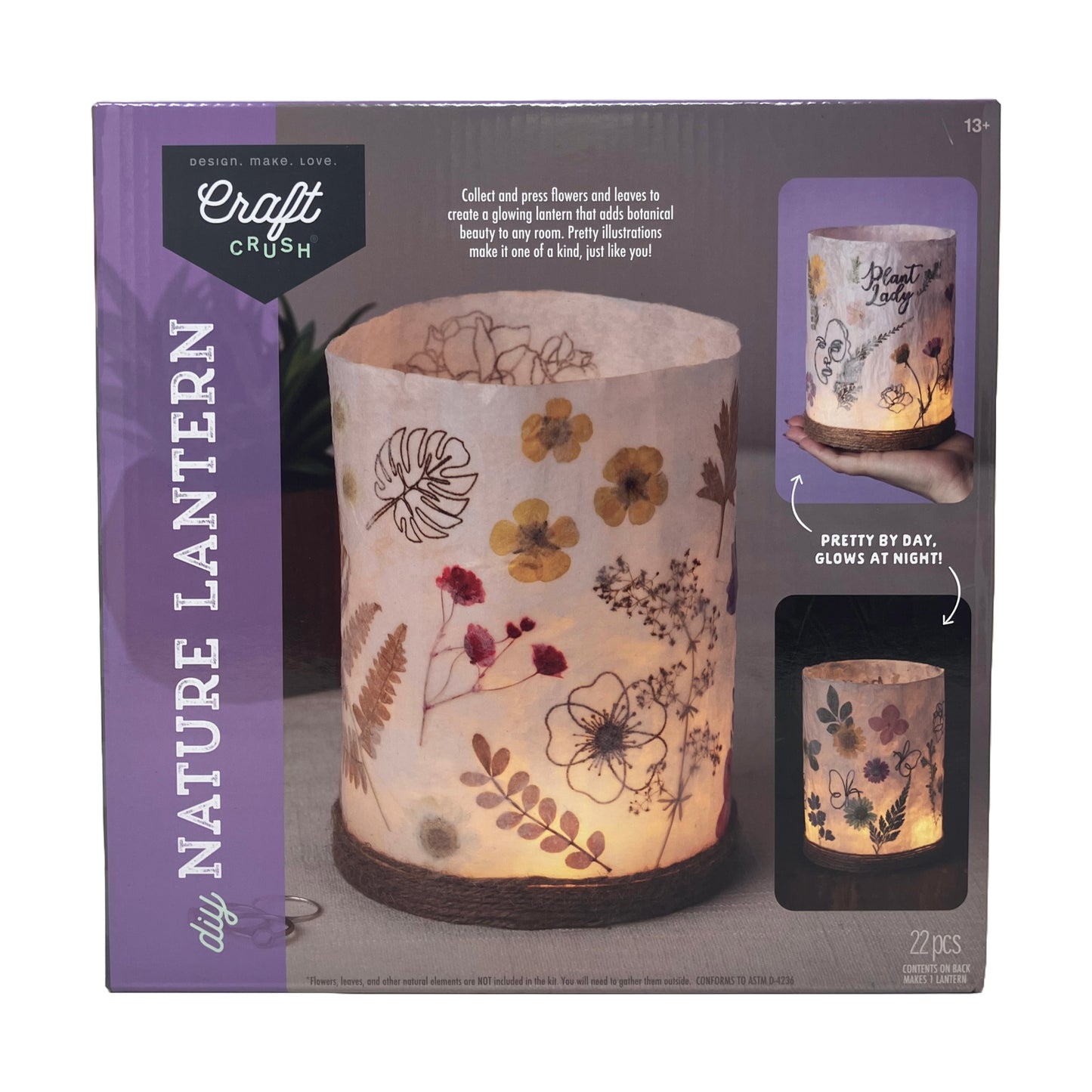 Craft Crush Nature-Inspired DIY Lantern Kit - Create Your Own Floral Masterpiece