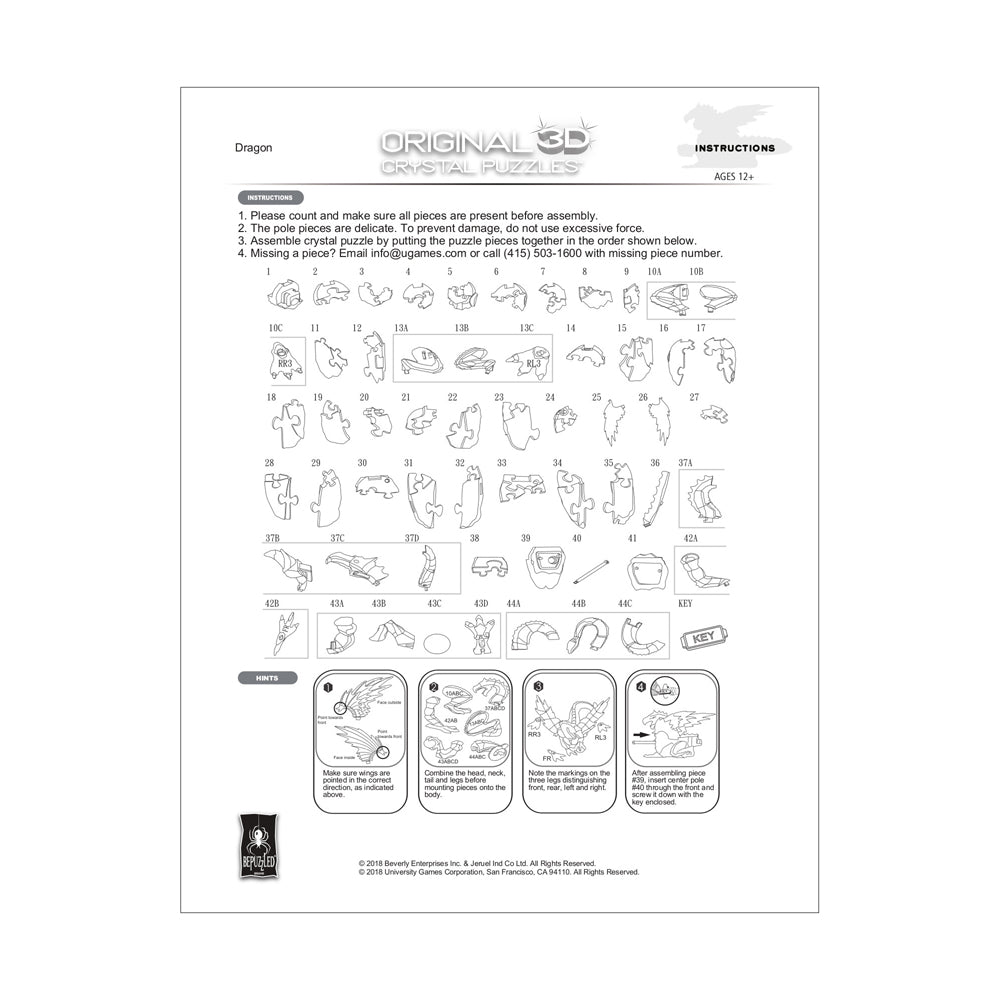 BePuzzled 3D Crystal Dragon Puzzle Clear, 57 Pieces Toys"R"Us