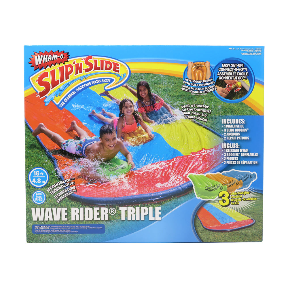 Wham-O Slip 'N Slide Wave Rider Triple with Inflatable Boogies – Toys