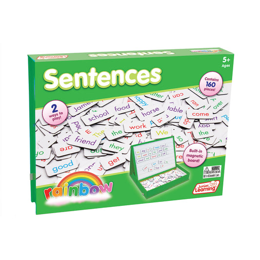 Junior Learning Rainbow Sentences magnetic learning set with 160 word pieces and built-in board for ages 5+