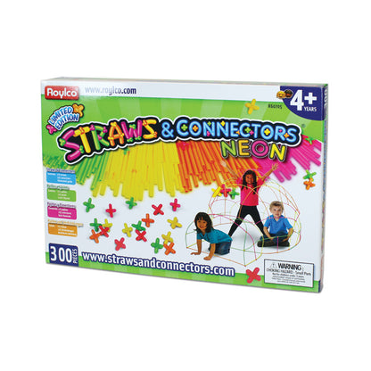 Roylco Straws & Connectors Neon 300-Piece Creative Building Set