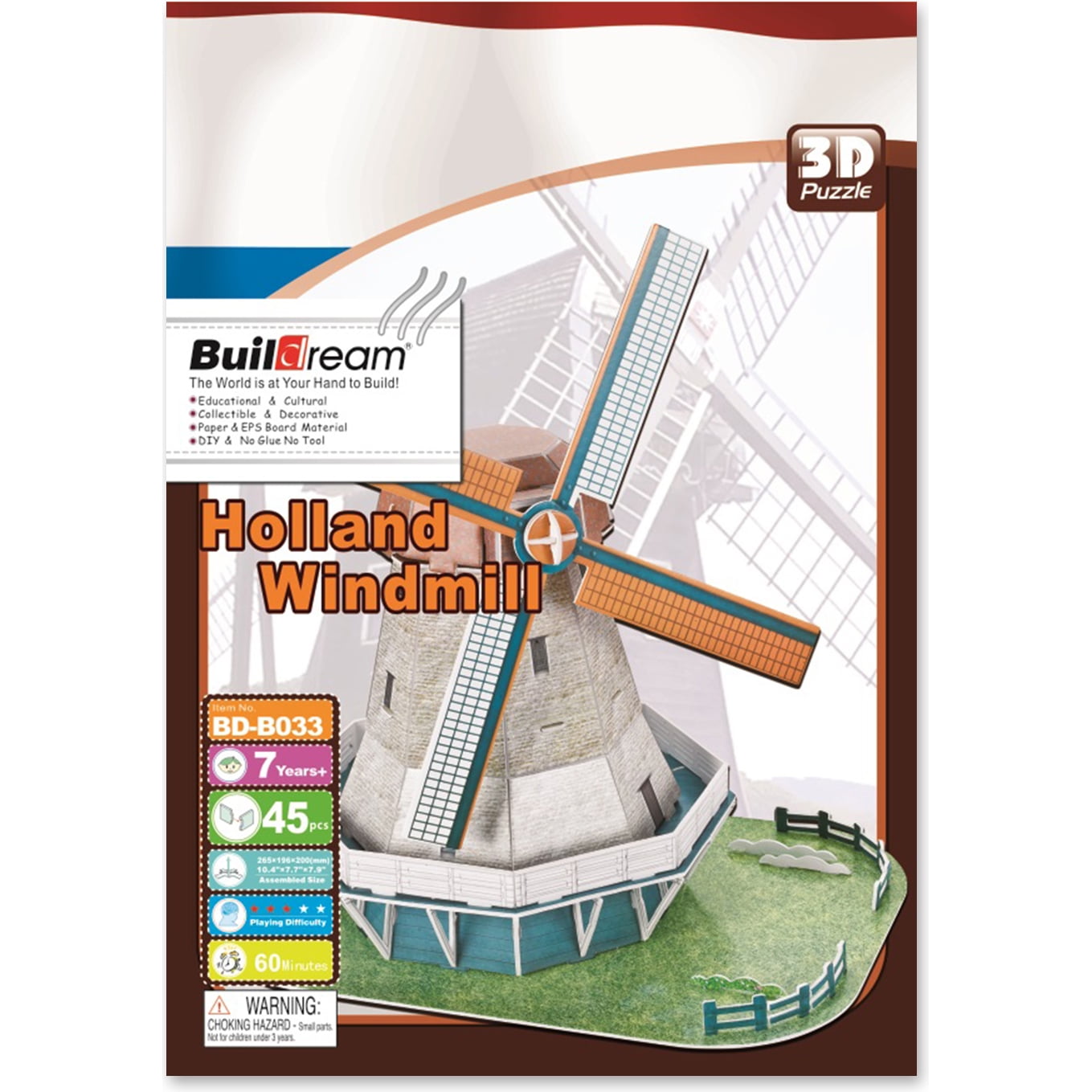 Buildream BD-B033 45-Piece Holland Windmill Model Kit