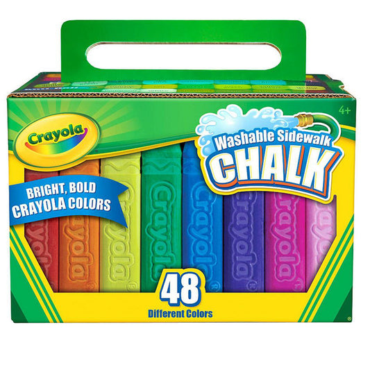 Crayola Washable Sidewalk Chalk 48-Count in bright, bold colors including red, orange, yellow, green, blue, purple, a...