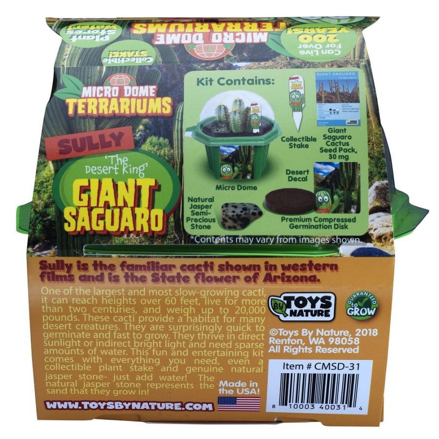 Toys By Nature Sully the Desert King Giant Saguaro Cactus Terrarium Kit