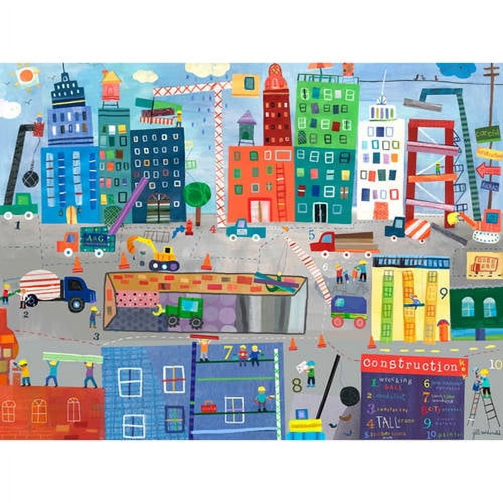 Oopsy Daisys Construction Zone Canvas Wall Art - Colorful Cityscape
