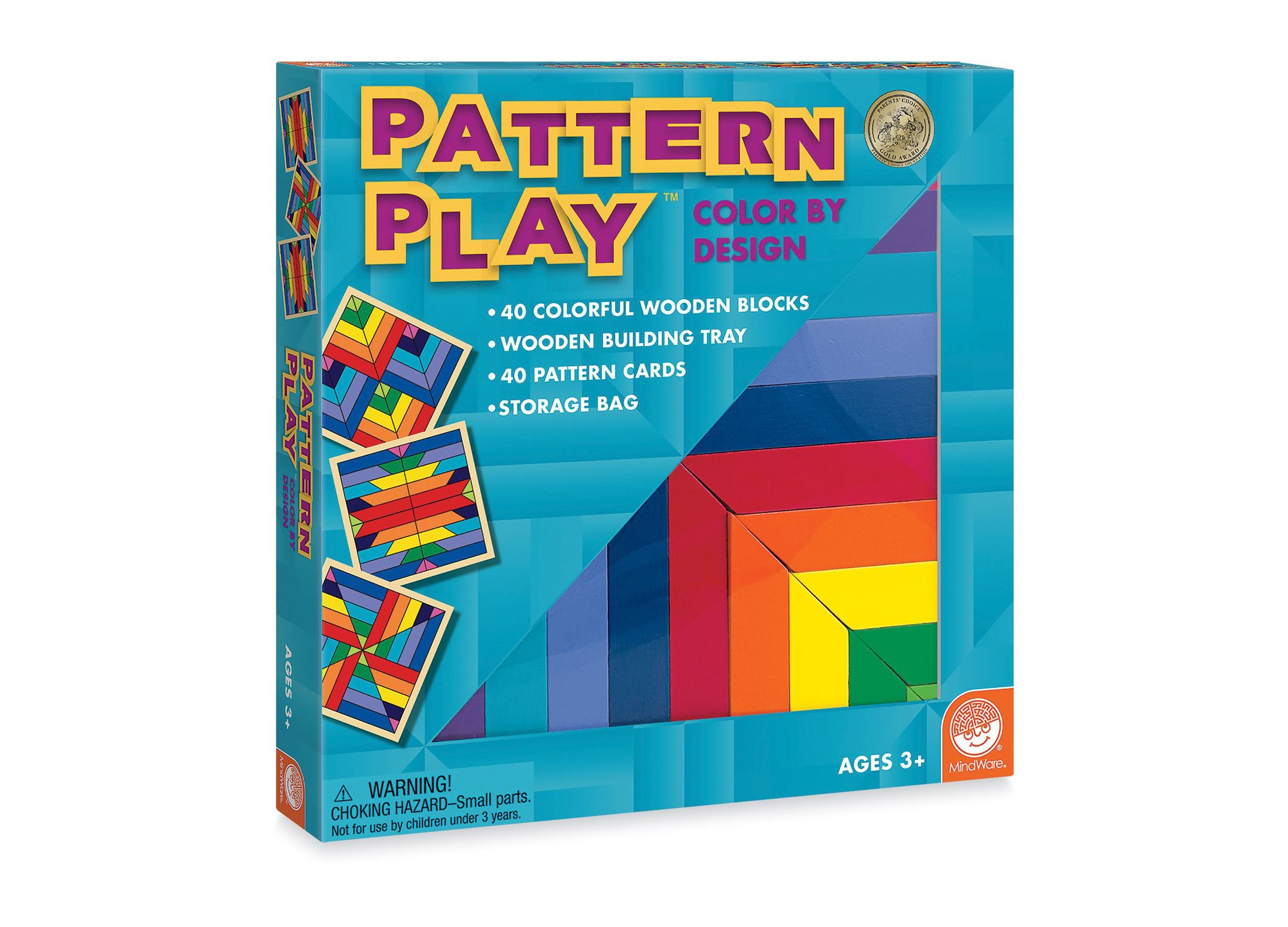 MindWare Pattern Play Colorful Wooden Blocks and Tray Set – Toys