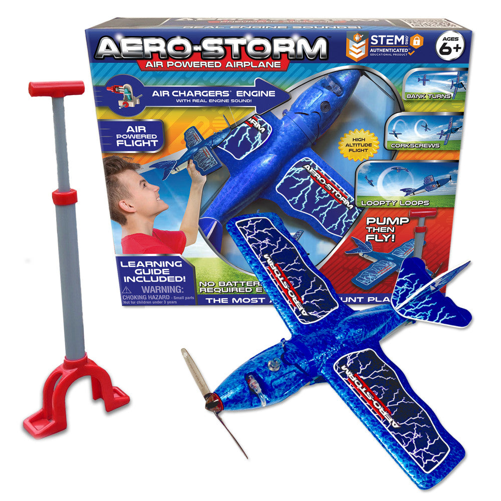 Aero-Storm: Air Powered Airplane - Blue - Acrobatic Flight, Kids Ages 6+