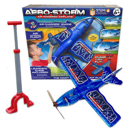 Aero-Storm: Air Powered Airplane - Blue - Acrobatic Flight, Kids Ages 6+