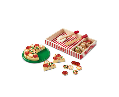 Melissa & Doug Pizza Party Wooden Play Food Set with Toppings