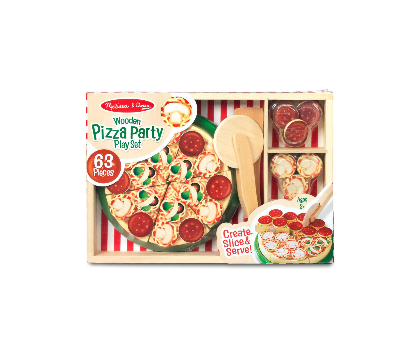 Melissa & Doug Pizza Party Wooden Play Food Set with Toppings