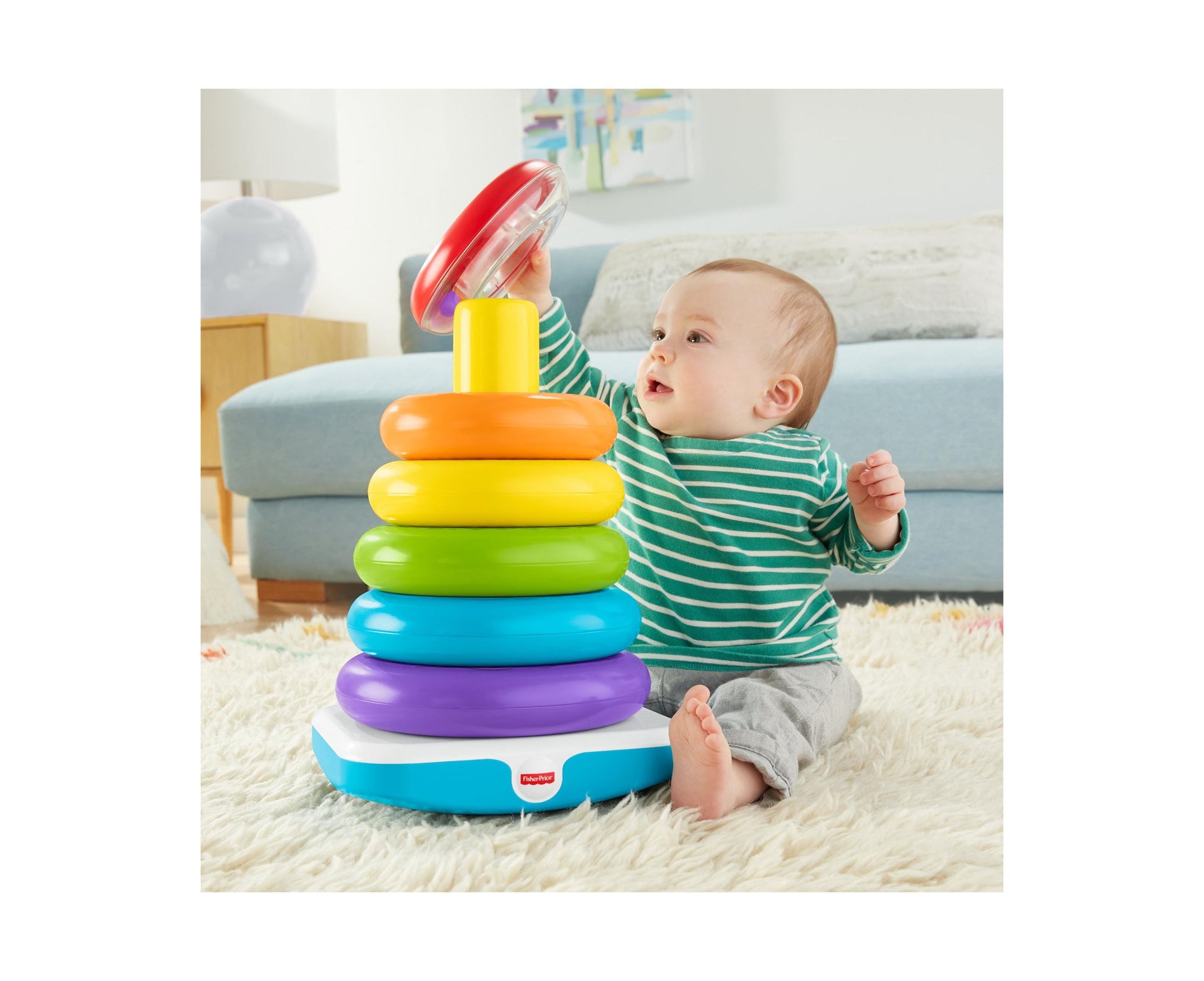 Fisher-Price Giant Rock-a-Stack Colorful Ring Stacking Toy for Toddler ...