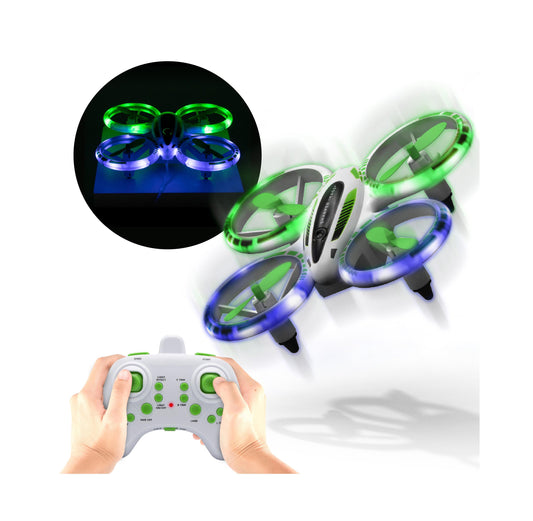 Sharper Image Glow Stunt 5 Drone with green and blue LED lights, remote control