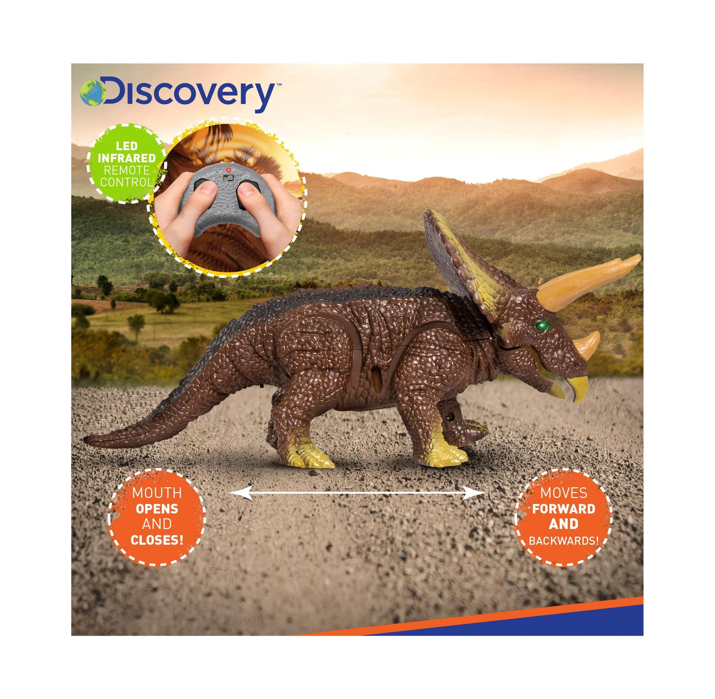 Discovery Kids Remote Control Triceratops Dinosaur, Interactive Toy