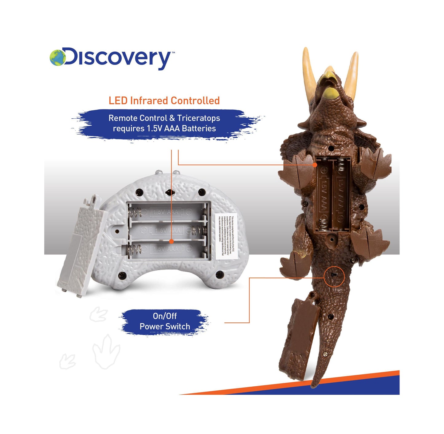 Discovery Kids Remote Control Triceratops Dinosaur, Interactive Toy