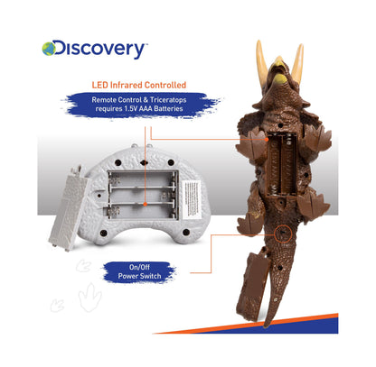 Discovery Kids Remote Control Triceratops Dinosaur, Interactive Toy