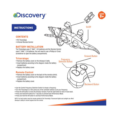 Discovery Kids Remote Control Triceratops Dinosaur, Interactive Toy