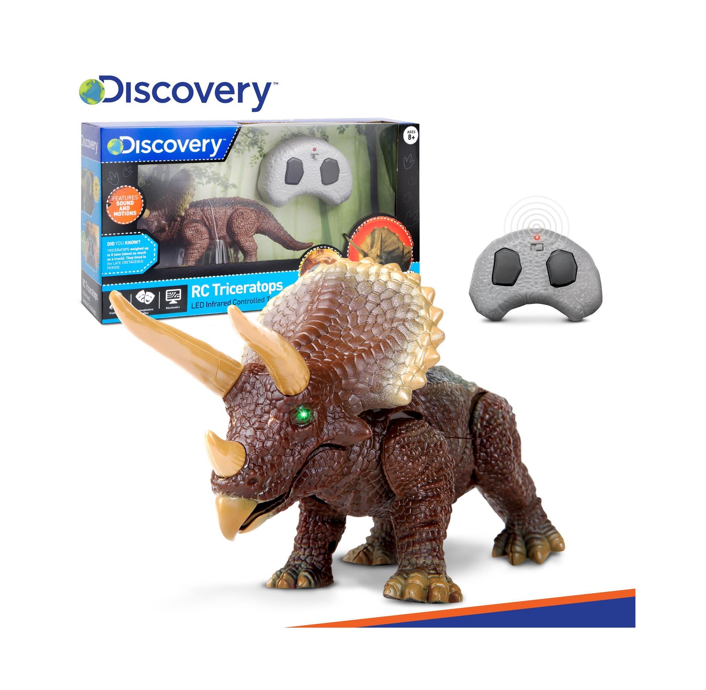 Discovery Kids Remote Control Triceratops Dinosaur, Interactive Toy