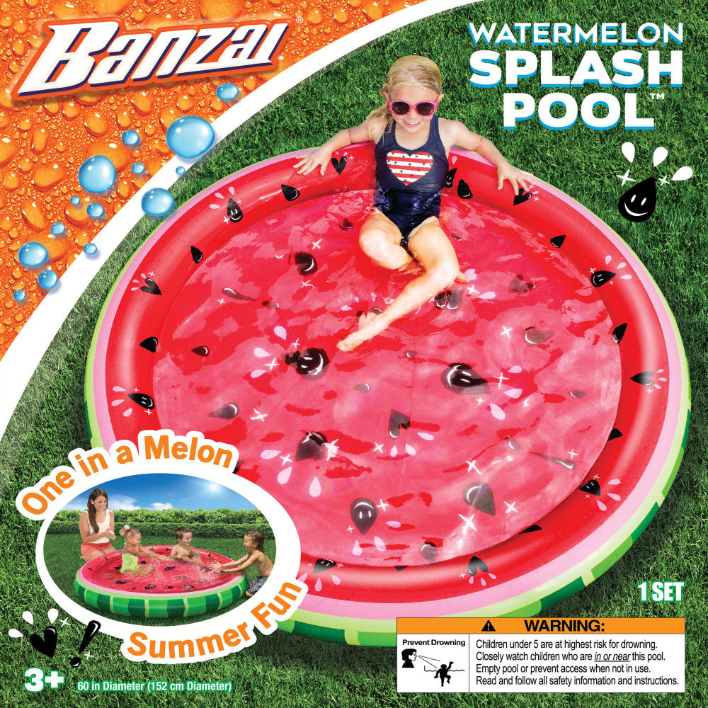Banzai Watermelon Splash Inflatable Pool, 60-inch Diameter, Summer Out ...