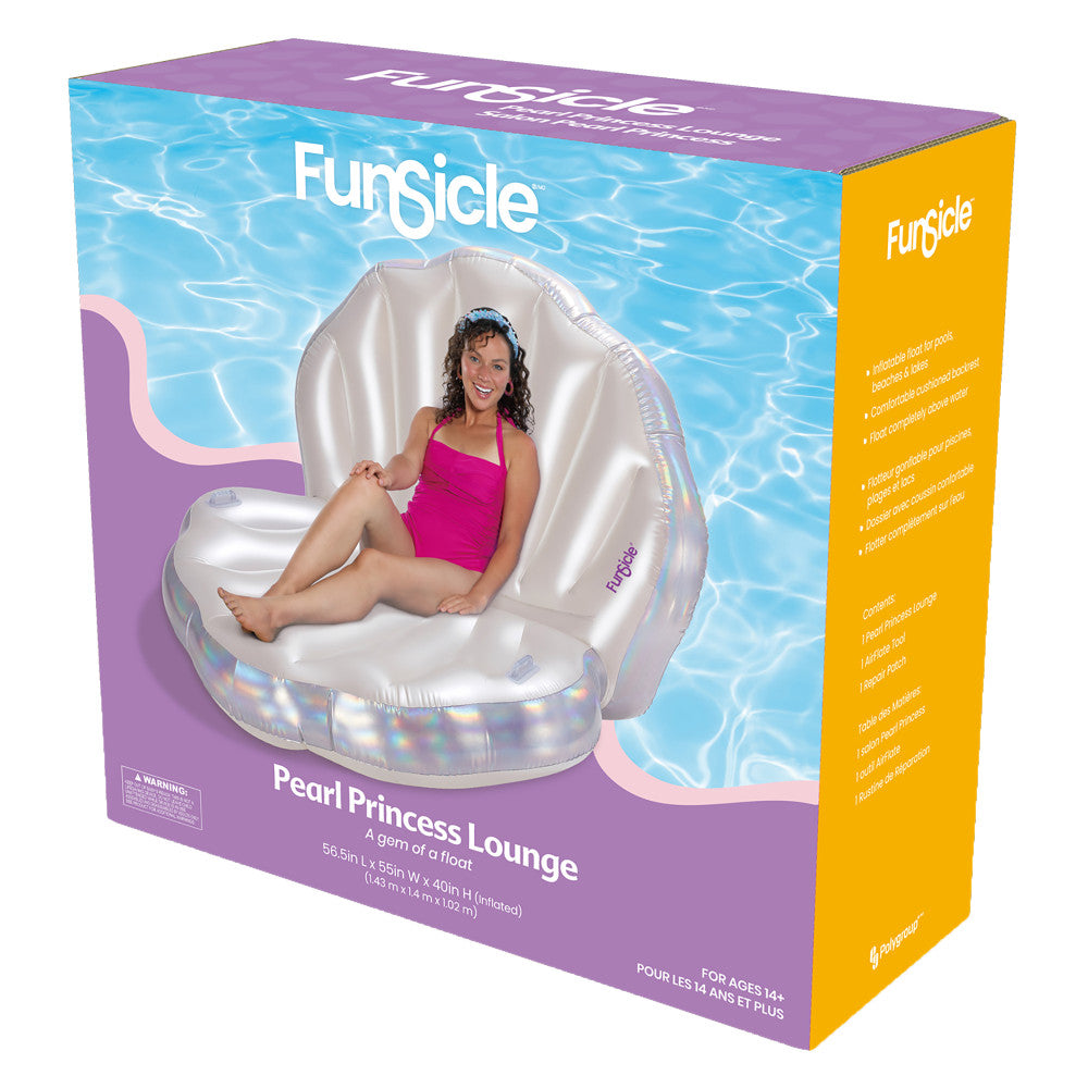 Funsicle Pearl Princess Lounge - Large Inflatable Shell Pool Float ...
