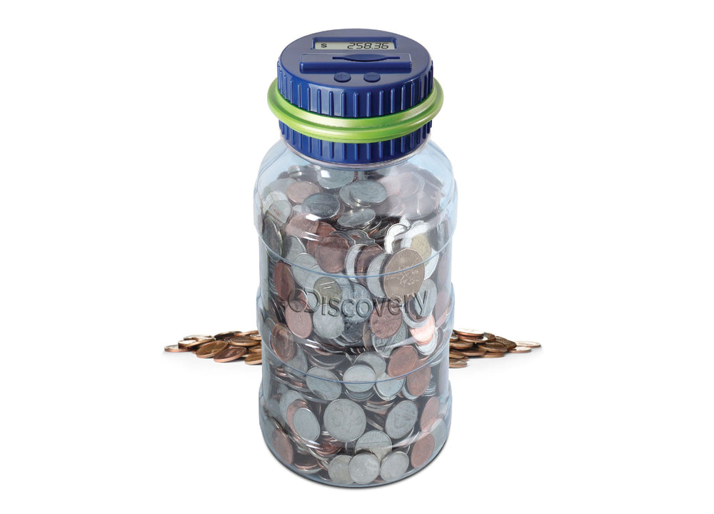 Discovery Kids Coin-Counting Money Jar - Digital LCD Display - Blue/Green