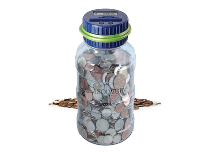 Discovery Kids Coin-Counting Money Jar - Digital LCD Display - Blue/Green