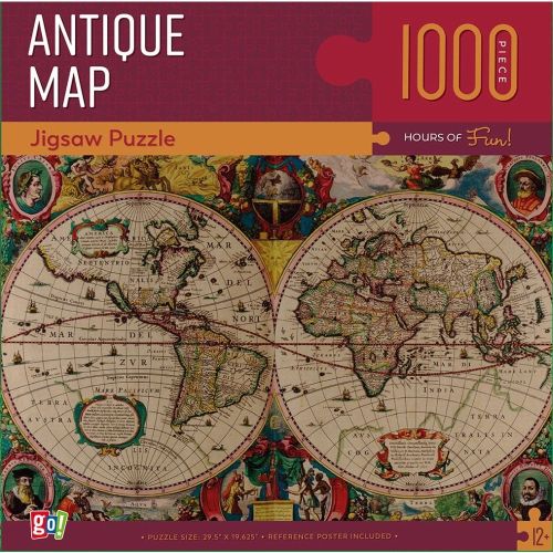 Go! Games Antique Map 1000-Piece Jigsaw Puzzle - Historical World View