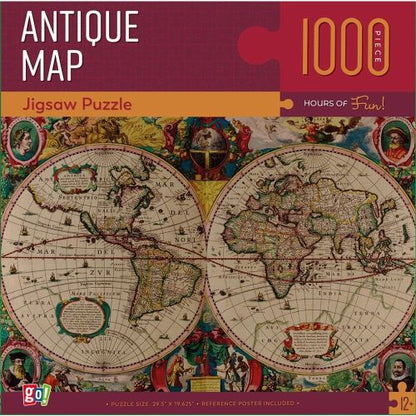 Go! Games Antique Map 1000-Piece Jigsaw Puzzle - Historical World View