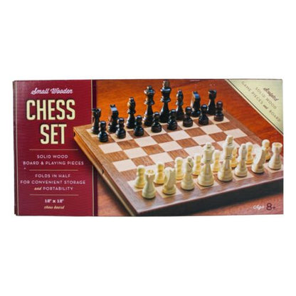 Classic Wooden Chess Set - Travel Friendly 12"x12" Board