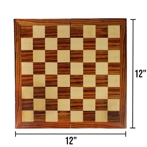 Classic Wooden Chess Set - Travel Friendly 12"x12" Board