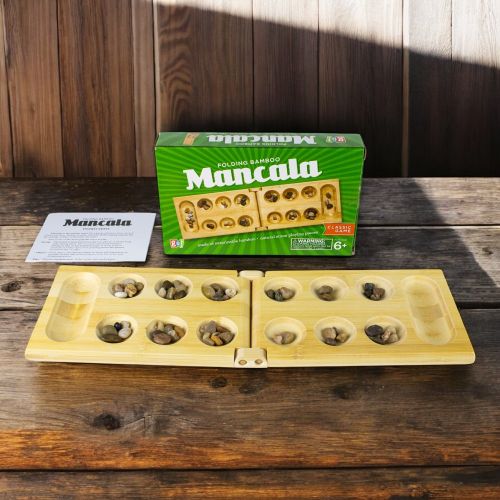 Bamboo Classic Mancala Game with Colorful Stones
