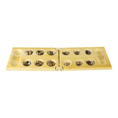 Bamboo Classic Mancala Game with Colorful Stones