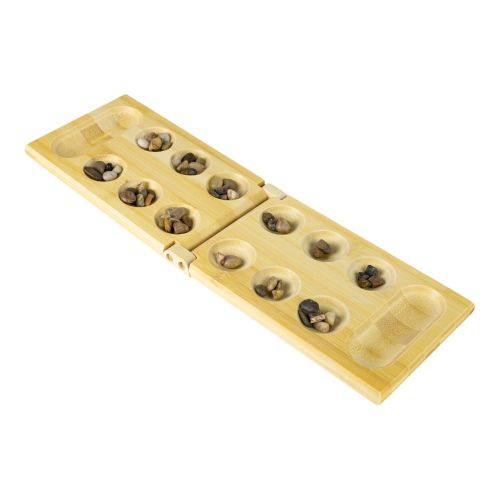 Bamboo Classic Mancala Game with Colorful Stones