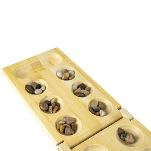 Bamboo Classic Mancala Game with Colorful Stones
