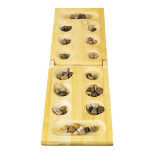 Bamboo Classic Mancala Game with Colorful Stones