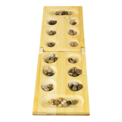 Bamboo Classic Mancala Game with Colorful Stones