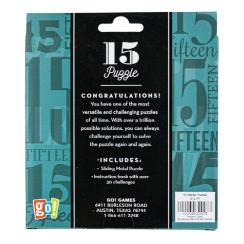 Go! Games Classic 15 Puzzle Game - Metal Frame Slider Puzzle