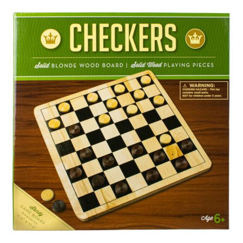 Classic Checkers Natural Wood Board Game