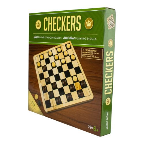 Classic Checkers Natural Wood Board Game