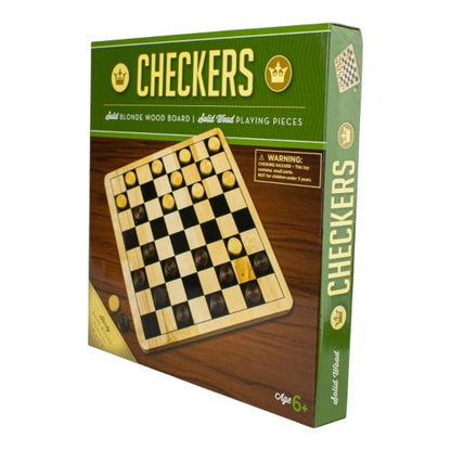 Classic Checkers Natural Wood Board Game