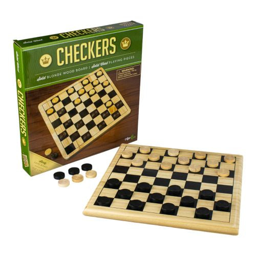 Classic Checkers Natural Wood Board Game