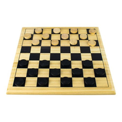 Classic Checkers Natural Wood Board Game