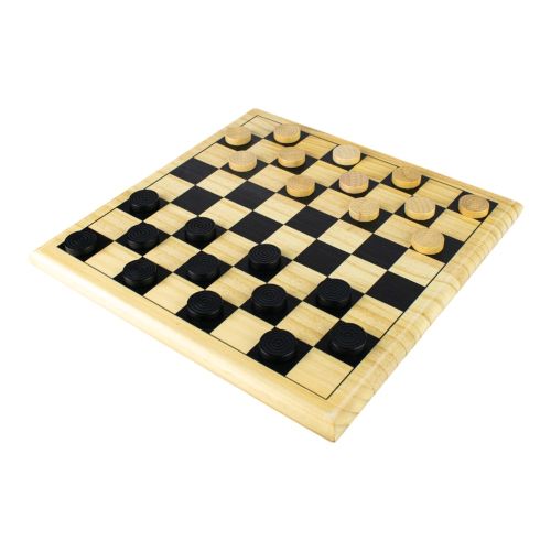 Classic Checkers Natural Wood Board Game