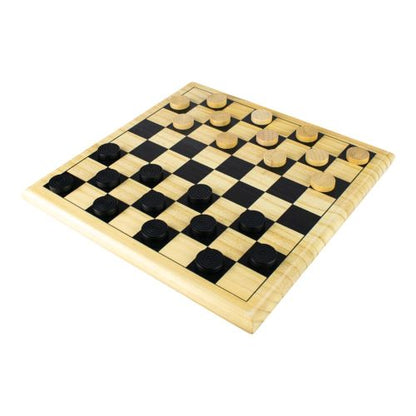Classic Checkers Natural Wood Board Game