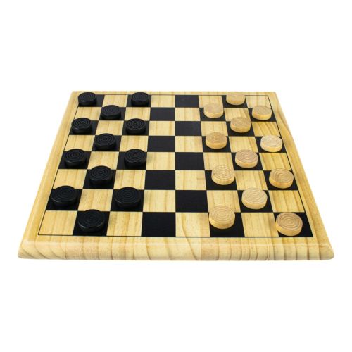 Classic Checkers Natural Wood Board Game