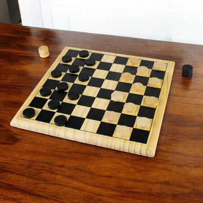 Classic Checkers Natural Wood Board Game