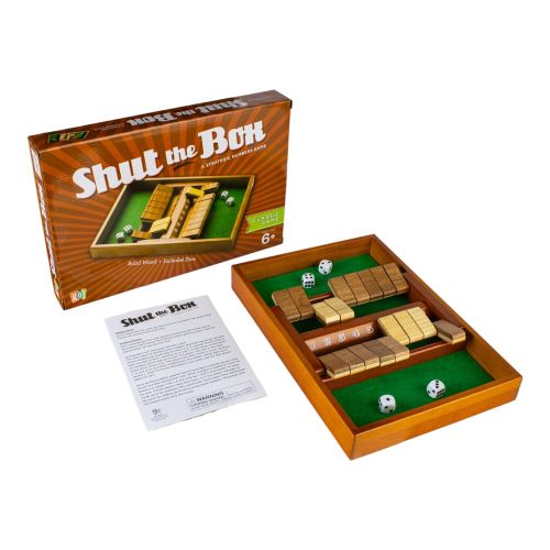 Shut the Box 4-Way Play Wooden Dice Game