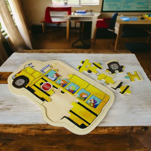Go! Games School Bus Wooden Jigsaw Puzzle - 15 pc