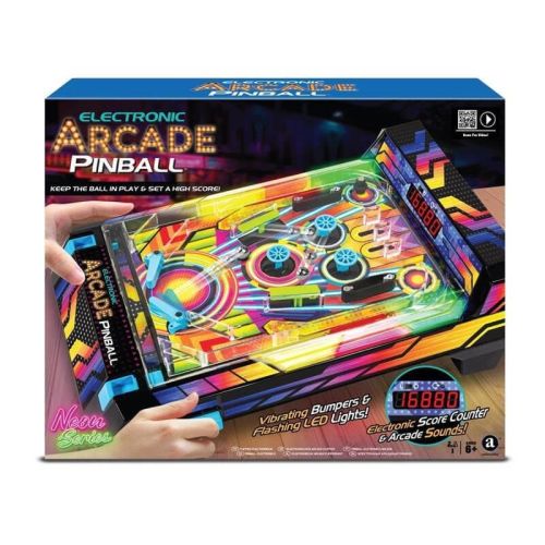 Neon Series Electronic Arcade Pinball Game with LED Lights and Vibrati ...